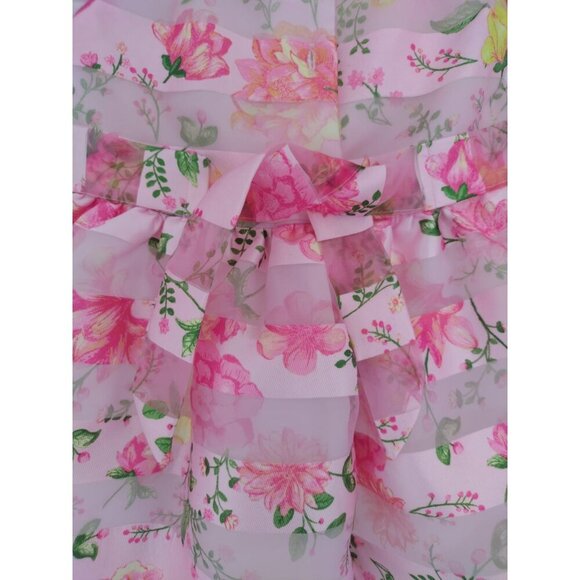 Wonder Nation Girls Pink Polyester Floral Print Rosette Dress, Size 2T. - Picture 2 of 9